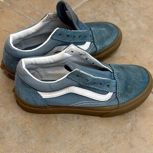 Vans Kids Blue Suede & Canvas Old Skool with White Stripe